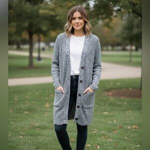 GAP grey duster cardigan sweater